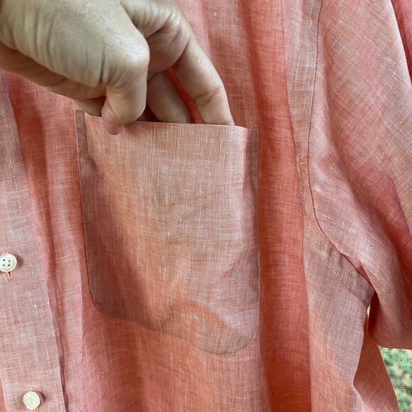 JoS. A. Bank Men's Pink 100% Linen Short Sleeve Button Down Shirt Size XL - Picture 5 of 7
